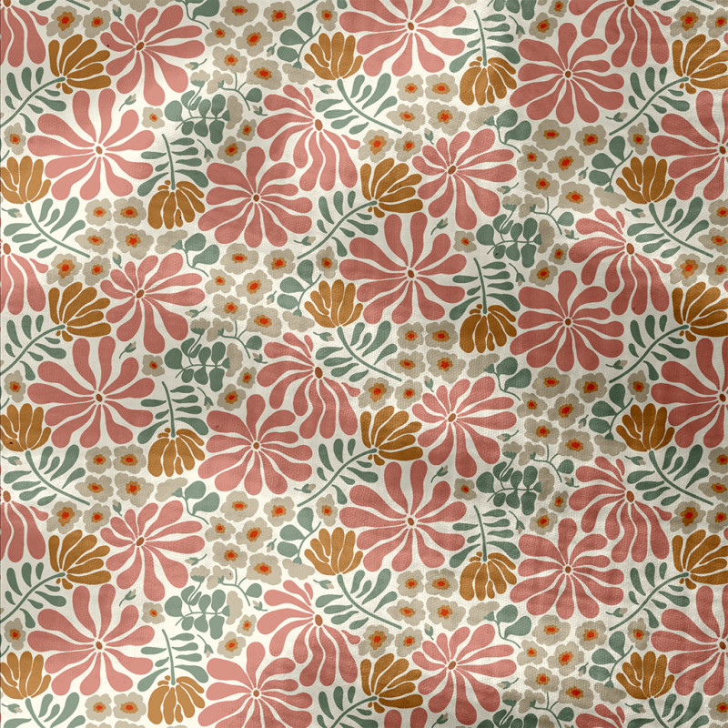 Printed Double Gauze BOMINI Ecru / Pink